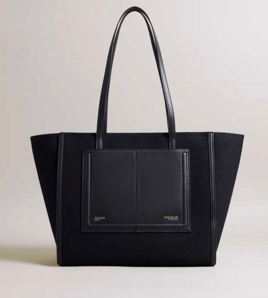 Jet Black Ted Baker Aksani Large Canvas Tote Bag