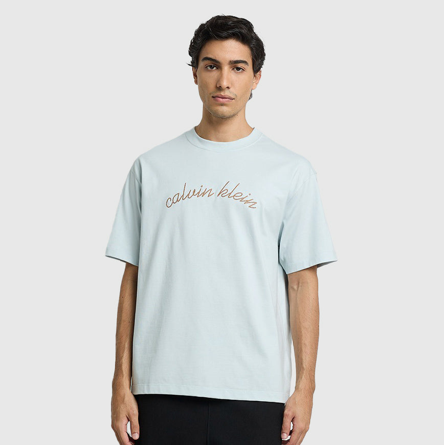 Chain Stitch T-Shirt - Light Grey