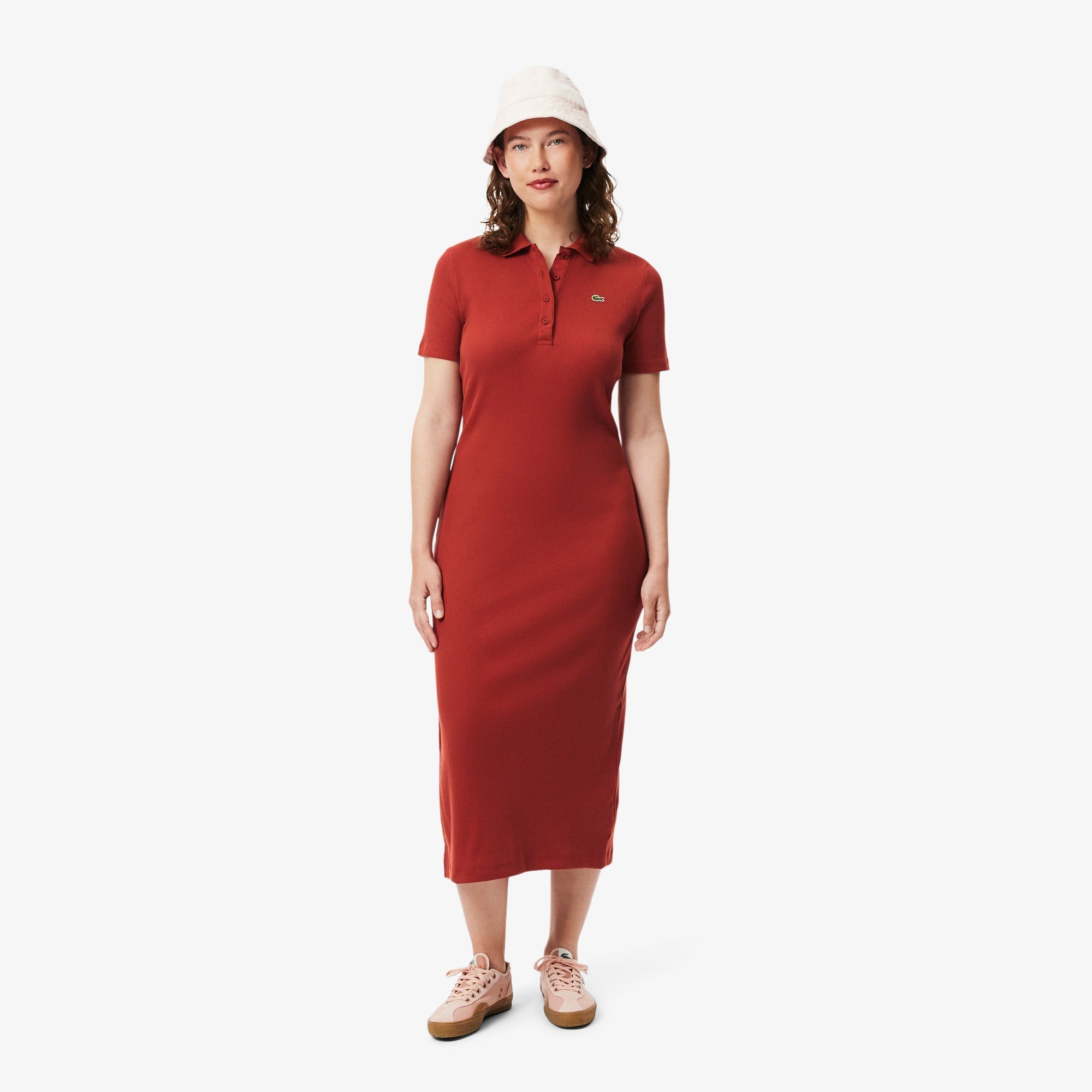 Long Ribbed Cotton Polo Dress
