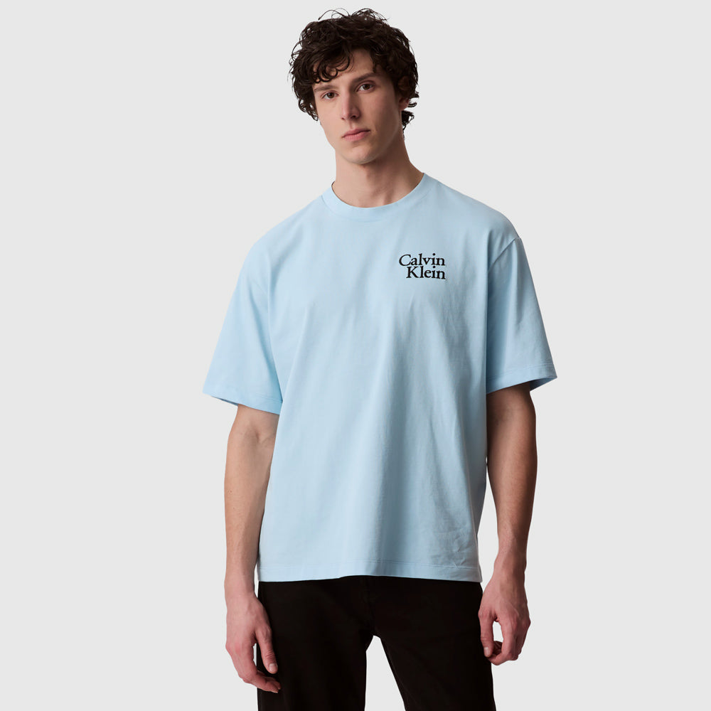 Script Graphic T-Shirt - Light Blue