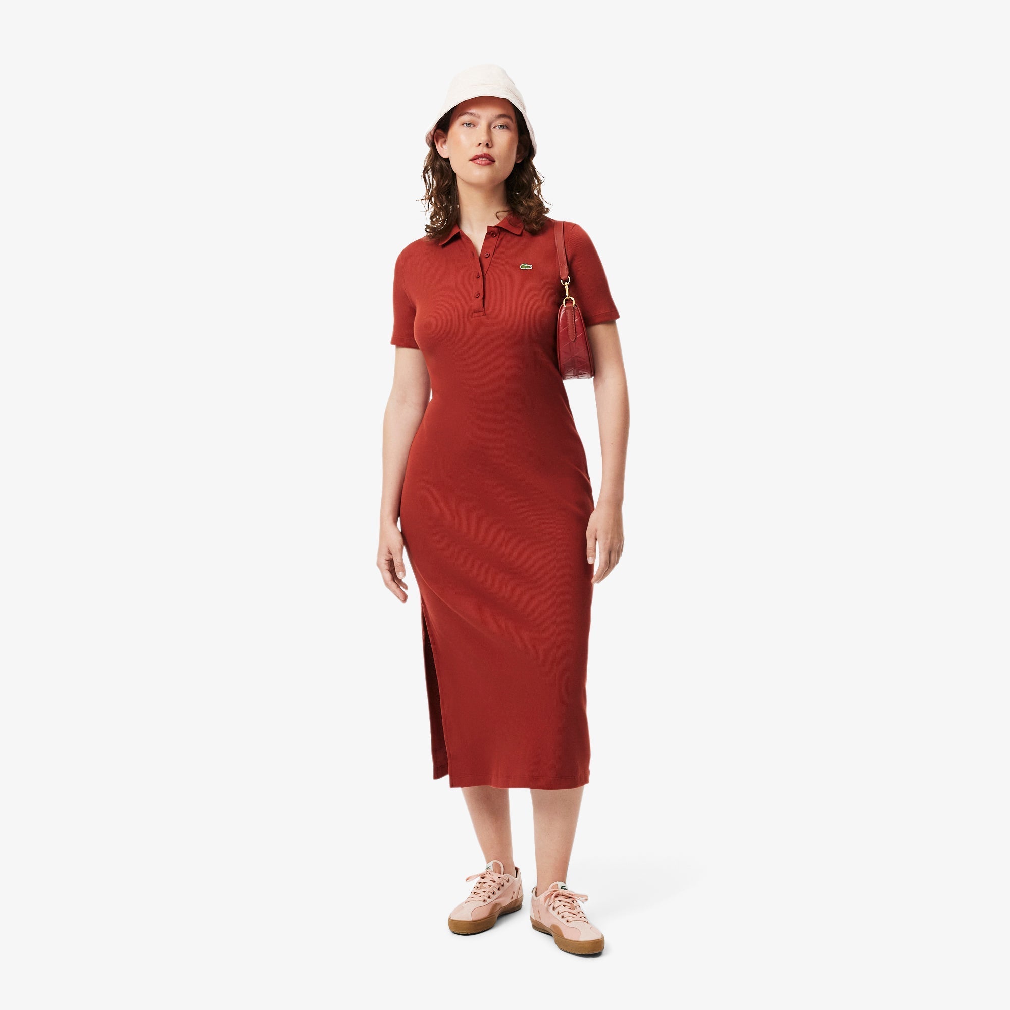 Long Ribbed Cotton Polo Dress
